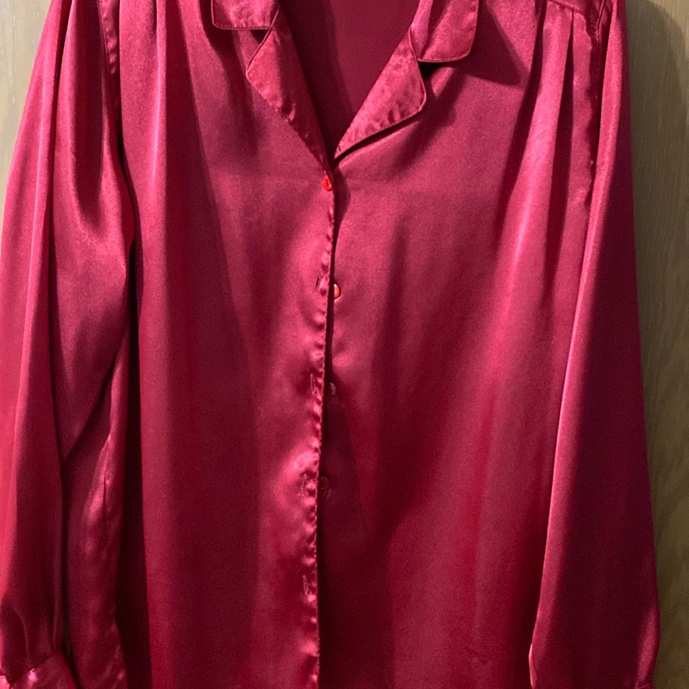 Red silky blouse